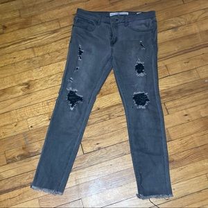 Ashley Mason Gray Distressed Straight Leg Jeans